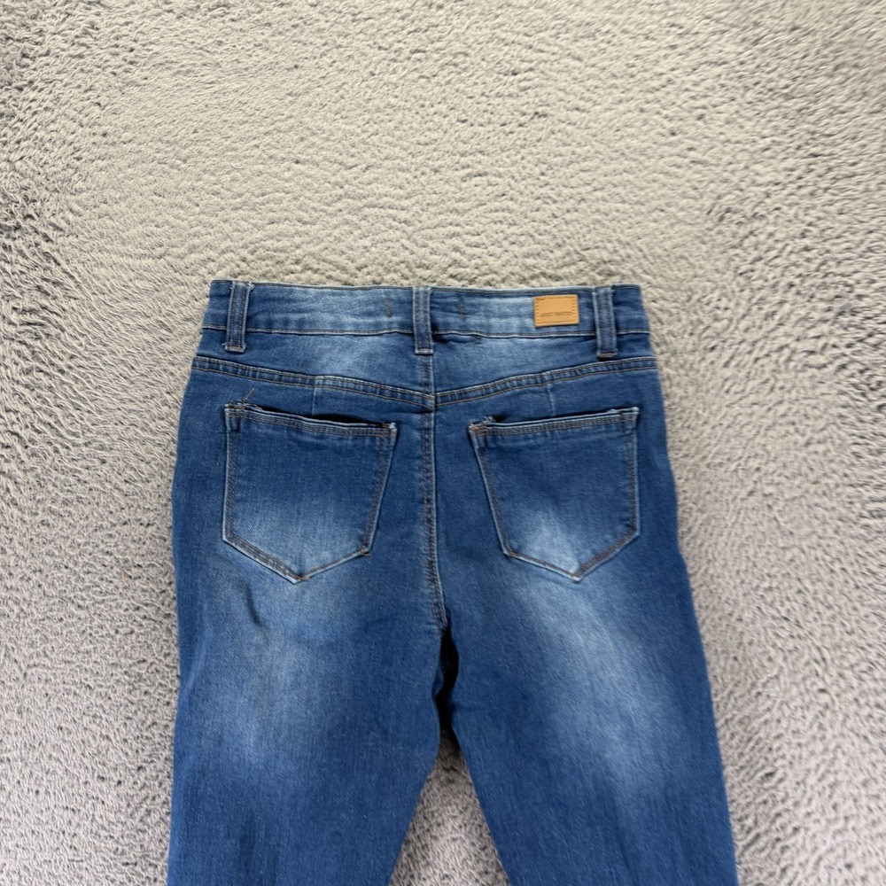 Most Wanted Jeans Women 11 Blue Cotton Denim Skinny Crossover Distressed Stretch - Picture 6 of 10